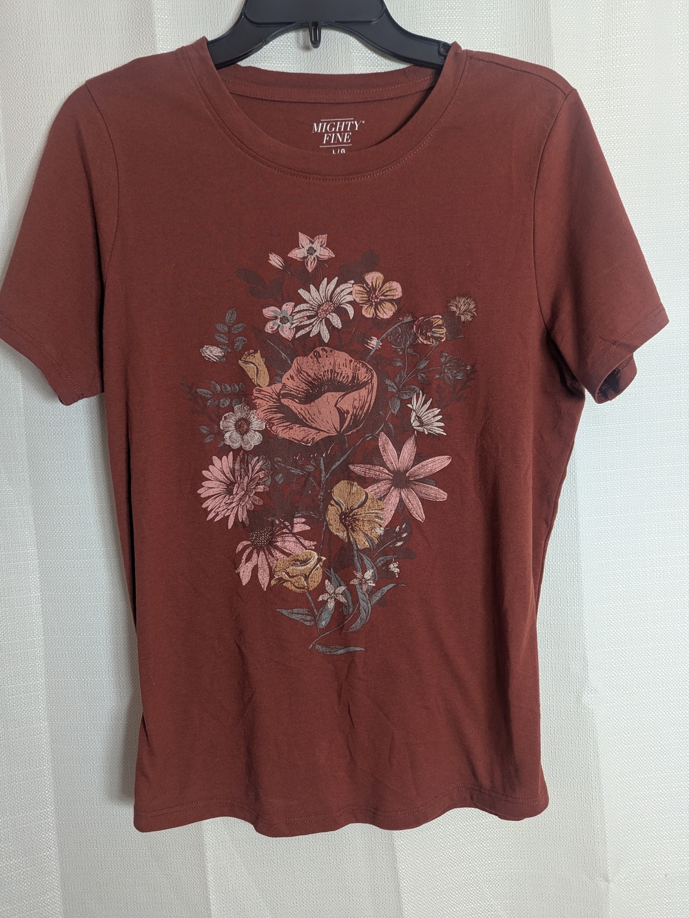 Mighty Fine Rust Short-Sleeve Floral Crewneck Tee